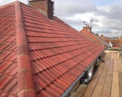 Red tiled pitched roof replacement in Derbyshire